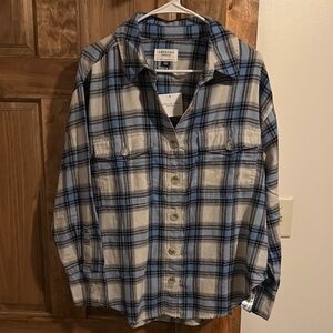 American Eagle Outfitters Blue and White Checkered Men's Shirt